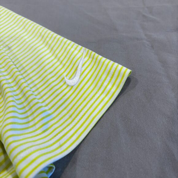 Nike Polo Shirt Mens 2XL White Green Striped Dri Fit Short Sleeve Performance - Picture 5 of 7